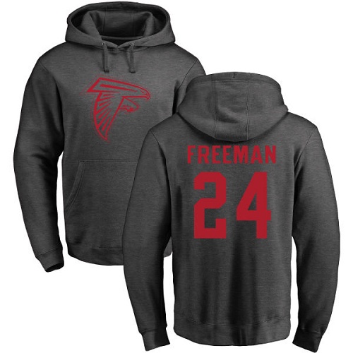 Atlanta Falcons Men Ash Devonta Freeman One Color NFL Football #24 Pullover Hoodie Sweatshirts